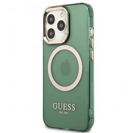 Guess GUHMP13LHTCMA iPhone 13 Pro / 13 6.1&quot; green/khaki hard case Gold Outline Translucent MagSafe