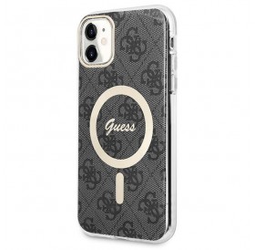 Set Guess GUBPN61H4EACSK Case+Charger iPhone 11 6.1" black/black hard case 4G Print MagSafe