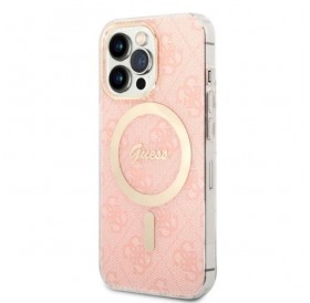 Set Guess GUBPP13XH4EACSP Case+ Charger iPhone 13 Pro Max pink/pink hard case 4G Print MagSafe