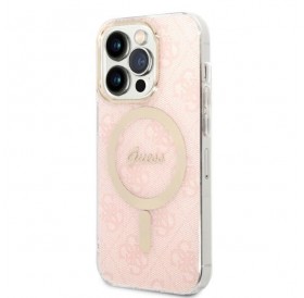 Set Guess GUBPP14LH4EACSP Case+ Charger iPhone 14 Pro 6.1" pink/pink hard case 4G Print MagSafe