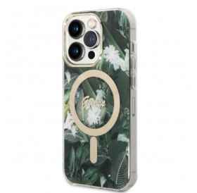 Set Guess GUBPP14LHJEACSA Case+ Charger iPhone 14 Pro 6.1" green/green hard case Jungle MagSafe