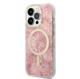 Set Guess GUBPP14LHJEACSP Case+ Charger iPhone 14 Pro 6.1" pink/pink hard case Jungle MagSafe