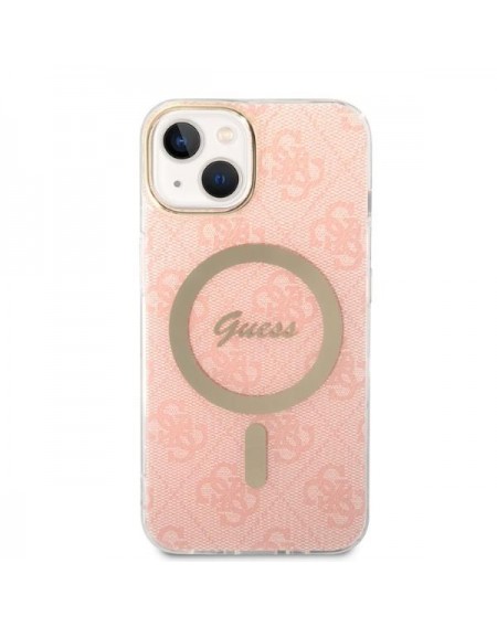 Set Guess GUBPP14SH4EACSP Case+ Charger iPhone 14 6.1" pink/pink hard case 4G Print MagSafe