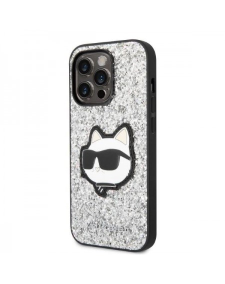 Karl Lagerfeld KLHCP14LG2CPS iPhone 14 Pro 6.1&quot; silver/silver hardcase Glitter Choupette Patch