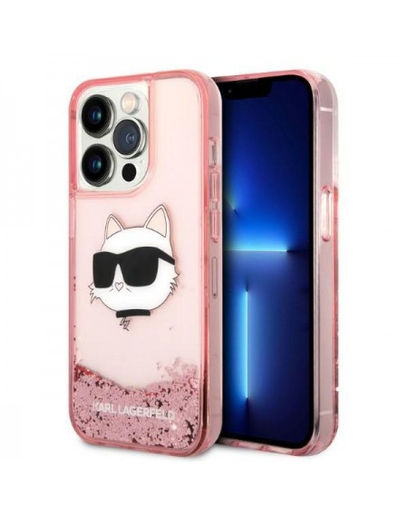 Karl Lagerfeld KLHCP14LLNCHCP iPhone 14 Pro 6.1&quot; pink/pink hardcase Glitter Choupette Head