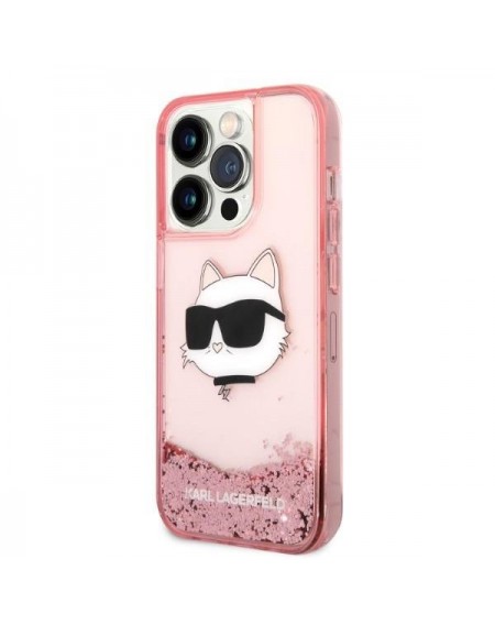 Karl Lagerfeld KLHCP14LLNCHCP iPhone 14 Pro 6.1&quot; pink/pink hardcase Glitter Choupette Head