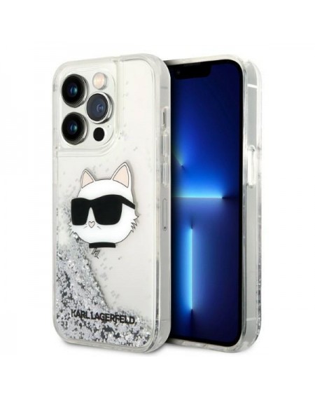 Karl Lagerfeld KLHCP14LLNHCCS iPhone 14 Pro 6.1&quot; silver/silver hardcase Glitter Choupette Head