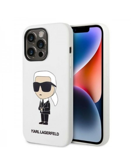 Karl Lagerfeld KLHCP14LSNIKBCH iPhone 14 Pro 6.1&quot; hardcase white/white Silicone Ikonik
