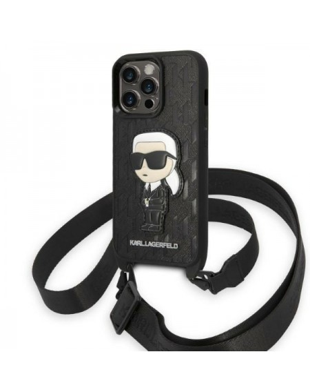 Karl Lagerfeld KLHCP14LSTKMK iPhone 14 Pro 6.1&quot; black/black hardcase Monogram Ikonik Patch