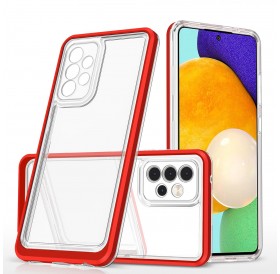 Clear 3in1 case for Samsung Galaxy A14 silicone cover with frame red