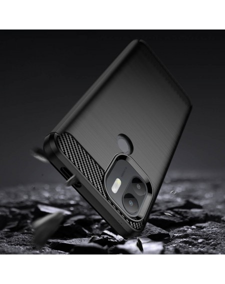 Carbon Case for Motorola Moto G62 5G flexible silicone carbon cover black