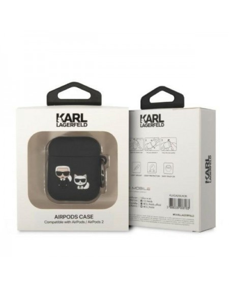 Karl Lagerfeld KLACA2SILKCK AirPods 1/2 cover black/black Silicone Karl &amp; Choupette