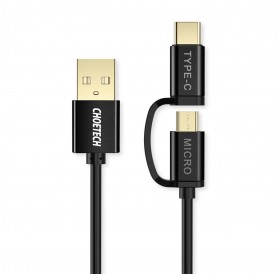 Choetech 2in1 USB - USB Type C / micro USB charging data cable 1,2m black (XAC-0012-101BK)