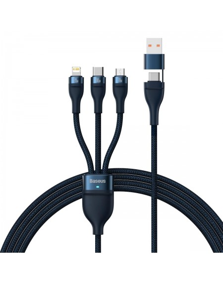 [RETURNED ITEM] Baseus Flash Series II USB Type C / USB Type A cable - USB Type C / Lightning / micro USB 100 W 1.2 m blue (CASS030103)