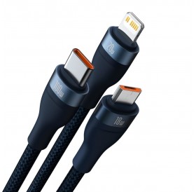 [RETURNED ITEM] Baseus Flash Series II USB Type C / USB Type A cable - USB Type C / Lightning / micro USB 100 W 1.2 m blue (CASS030103)
