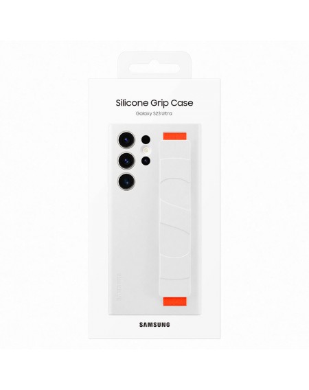 Samsung Silicone Grip Cover Case for Samsung Galaxy S23 Ultra silicone case with wrist strap white (EF-GS918TWEGWW)