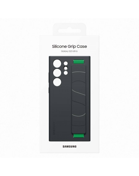 Samsung Silicone Grip Cover Case for Samsung Galaxy S23 Ultra Silicone Cover with Wrist Strap Black (EF-GS918TBEGWW)
