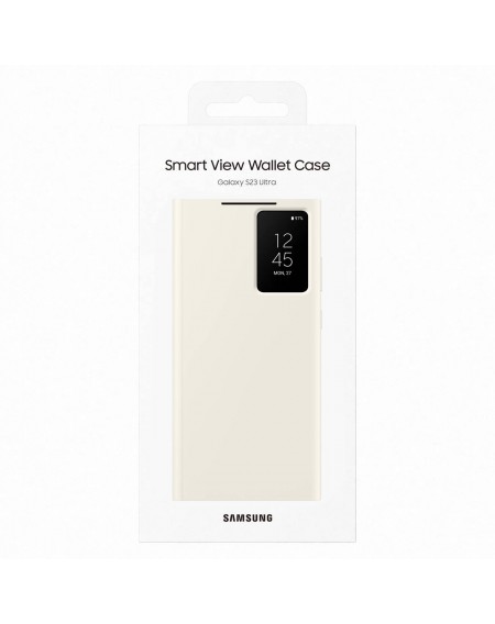Samsung Smart View Wallet Case for Samsung Galaxy S23 Ultra Cover with Smart Flip Window Card Wallet Cream (EF-ZS918CUEGWW)