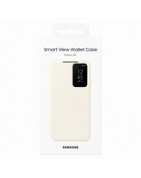 Samsung Smart View Wallet Case for Samsung Galaxy S23 Cover with Smart Flip Window Card Wallet Cream (EF-ZS911CUEGWW)