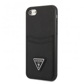 Guess GUHCI8PSATPK iPhone 7/8 SE 2020 / SE 2022 hardcase black/black hardcase Saffiano Triangle Logo Cardslot