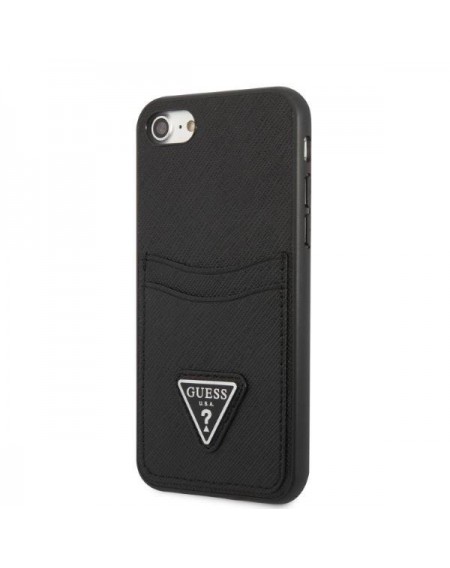 Guess GUHCI8PSATPK iPhone 7/8 SE 2020 / SE 2022 hardcase black/black hardcase Saffiano Triangle Logo Cardslot