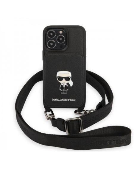 Karl Lagerfeld KLHCP13LSAIPCK iPhone 13 Pro / 13 6.1&quot; hardcase black/black Saffiano Metal Ikonik