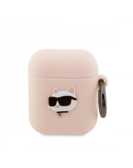 Karl Lagerfeld KLA2RUNCHP AirPods 1/2 cover pink/pink Silicone Choupette Head 3D