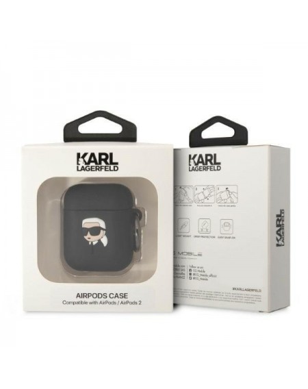 Karl Lagerfeld KLA2RUNIKK AirPods 1/2 cover black/black Silicone Karl Head 3D