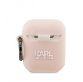 Karl Lagerfeld KLA2RUNIKP AirPods 1/2 cover pink/pink Silicone Karl Head 3D