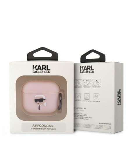 Karl Lagerfeld KLA3RUNIKP AirPods 3 cover pink/pink Silicone Karl Head 3D