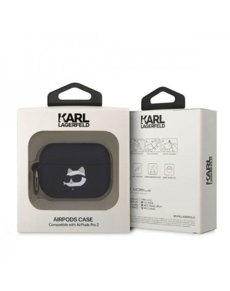 Karl Lagerfeld KLAP2RUNCHK AirPods Pro 2 cover black/black Silicone Choupette Head 3D