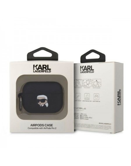 Karl Lagerfeld KLAP2RUNIKK AirPods Pro 2 cover black/black Silicone Karl Head 3D