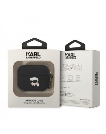 Karl Lagerfeld KLAPRUNIKK AirPods Pro cover black/black Silicone Karl Head 3D