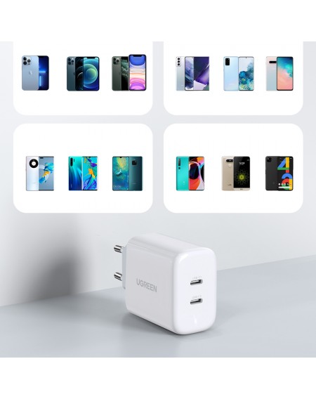 [RETURNED ITEM] Ugreen charger 2x USB Type C 40W Power Delivery white (10343)