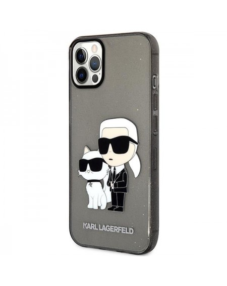 Karl Lagerfeld KLHCP12MHNKCTGK iPhone 12 /12 Pro 6.1&quot; black/black hardcase Gliter Karl&amp;Choupette