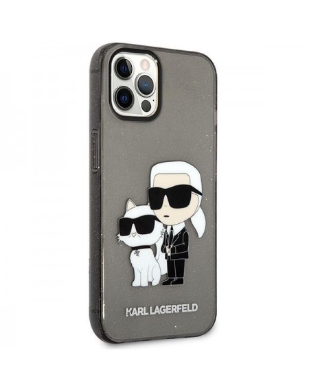 Karl Lagerfeld KLHCP12MHNKCTGK iPhone 12 /12 Pro 6.1&quot; black/black hardcase Gliter Karl&amp;Choupette