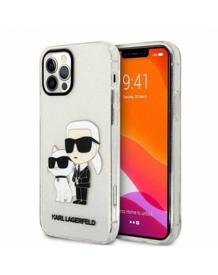 Karl Lagerfeld KLHCP12MHNKCTGT iPhone 12 /12 Pro 6.1&quot; transparent hardcase Gliter Karl&amp;Choupette