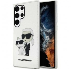 Karl Lagerfeld KLHCS23LHNKCTGT S23 Ultra S918 transparent hardcase Gliter Karl&Choupette