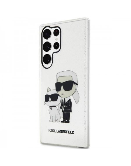 Karl Lagerfeld KLHCS23LHNKCTGT S23 Ultra S918 transparent hardcase Gliter Karl&Choupette