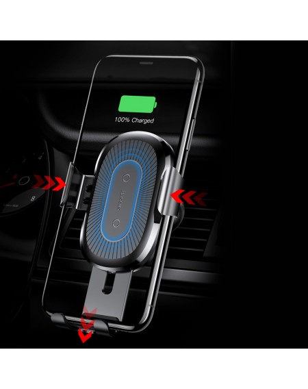 Baseus Wireless Charger Gravity Car Mount Phone Bracket Air Vent Holder + Qi Charger black  (WXYL-01)