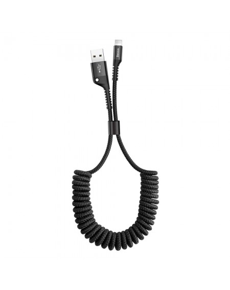 Baseus Fish Eye Spring Data Cable with Nylon Wire USB / Lightning 1M 2A black (CALSR-01)