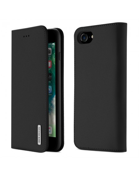 DUX DUCIS Wish Genuine Leather Bookcase type case for iPhone SE 2022 / SE 2020 / iPhone 8 / iPhone 7 black