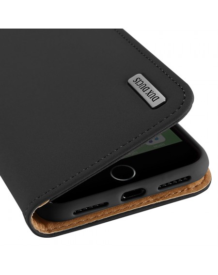 DUX DUCIS Wish Genuine Leather Bookcase type case for iPhone SE 2022 / SE 2020 / iPhone 8 / iPhone 7 black