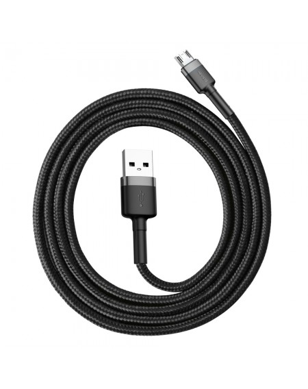 Baseus Cafule Cable Durable Nylon Braided Wire USB / micro USB QC3.0 2.4A 1M black-grey (CAMKLF-BG1)