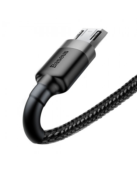 Baseus Cafule Cable Durable Nylon Braided Wire USB / micro USB QC3.0 2.4A 1M black-grey (CAMKLF-BG1)