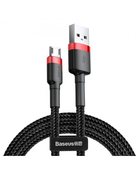 Baseus Cafule Cable Durable Nylon Braided Wire USB / micro USB QC3.0 2.4A 1M black-red (CAMKLF-B91)