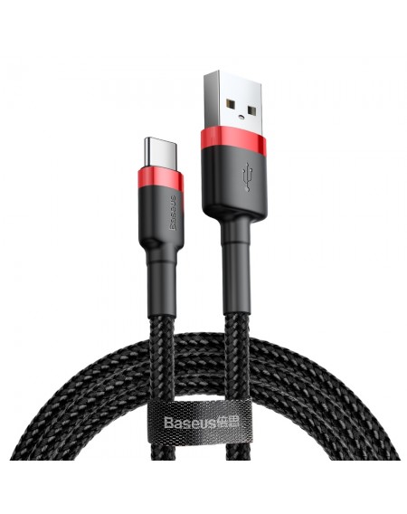 Baseus Cafule Cable durable nylon cord USB / USB-C QC3.0 3A 0.5M black-red (CATKLF-A91)