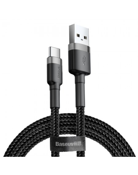 Baseus Cafule Cable Durable Nylon Braided Wire USB / USB-C QC3.0 3A 0,5M black-grey (CATKLF-AG1)