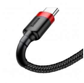 Baseus Cafule Cable Durable Nylon Braided Wire USB / USB-C QC3.0 3A 1M black-red (CATKLF-B91)