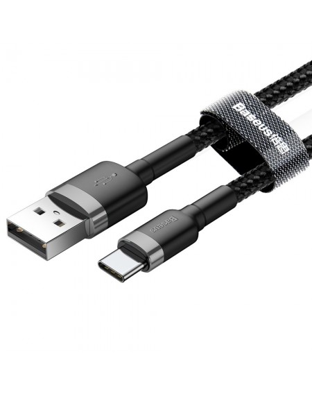 Baseus Cafule Cable durable nylon cord USB / USB-C QC3.0 2A 2M black-gray (CATKLF-CG1)